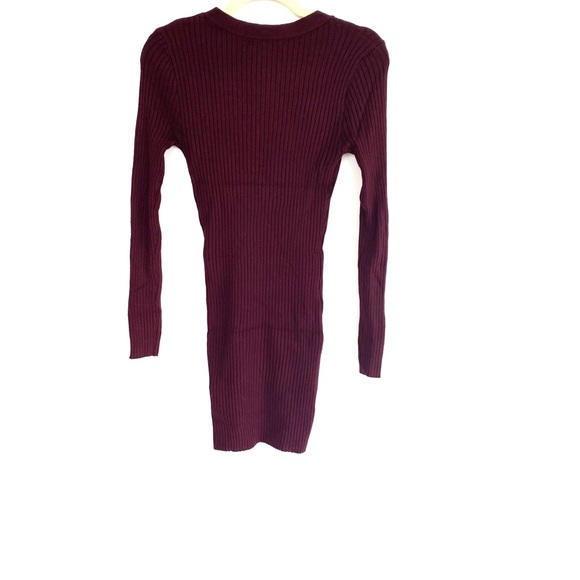 Burgundy Button Bodycon Sweater Dress - Picture 3 of 3